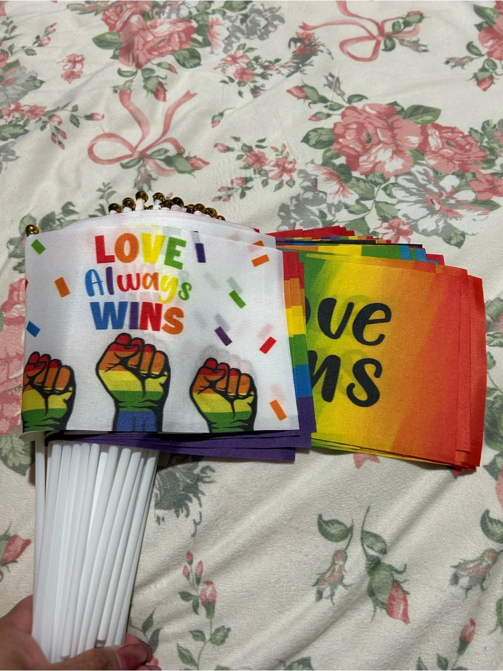 48pcs Pride Rainbow 'Love Wins' Mini Flags - Pack of Decorative Party Flags